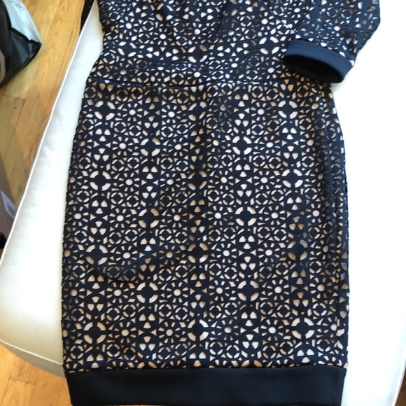 Tadashi Shoji black/tan midi dress - Picture 5 of 9